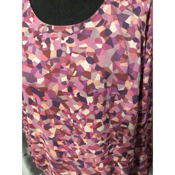 Cabi Kaleidoscope blouse bow tie Large L Purples Burgandy Style #571 Career - Picture 4 of 6